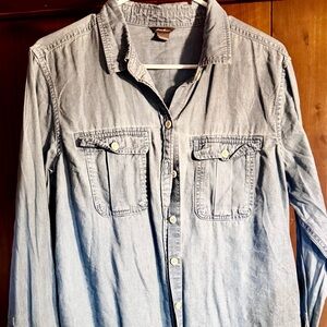 Men's Light Blue Denim Button-Up Shirt